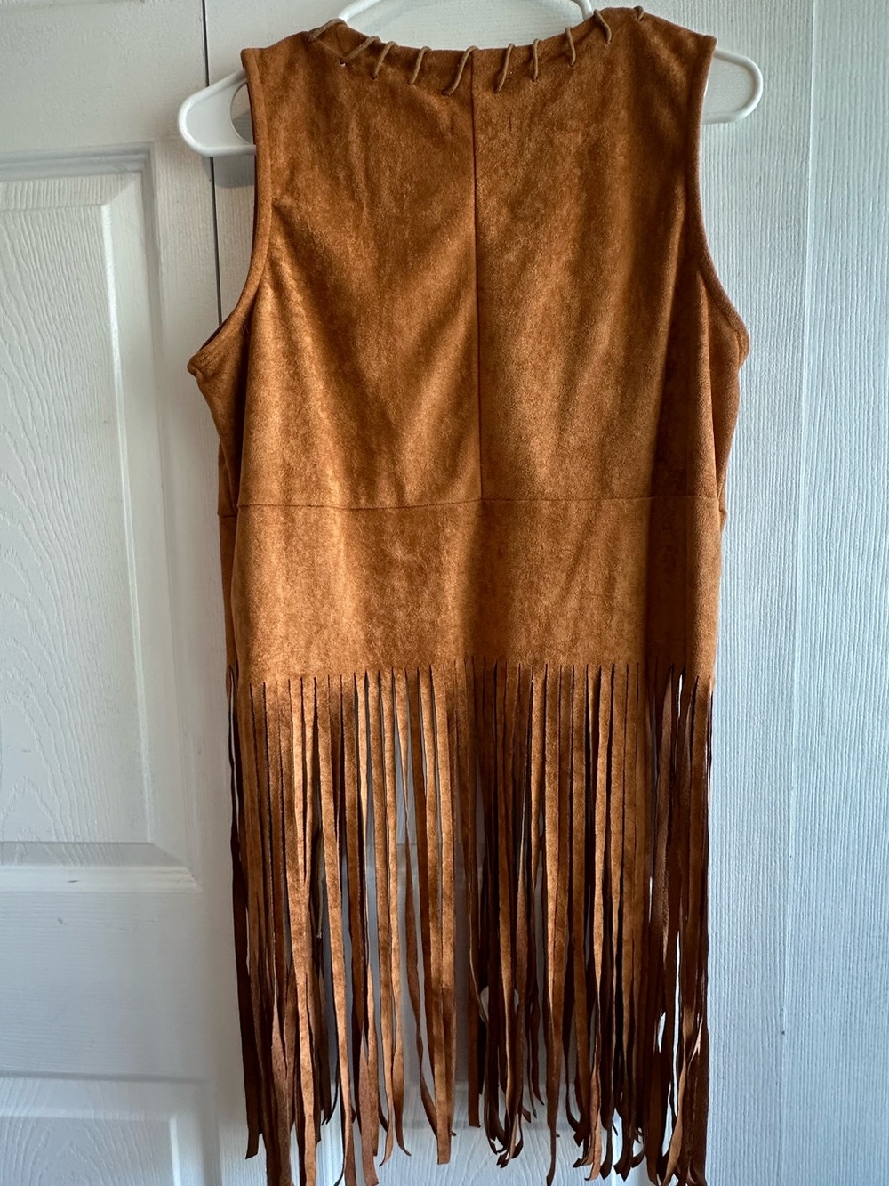 BOHO Faux Suede Fringe Vest in Warm  Cognac -Western Festival - Picture 3 of 5